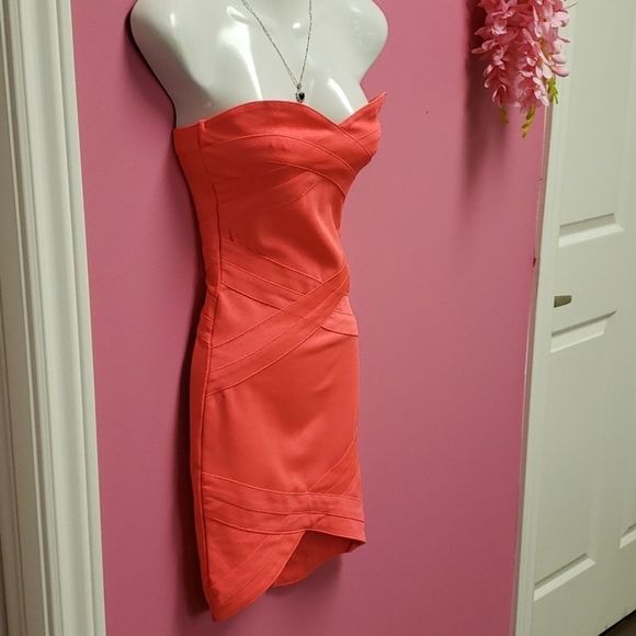 NWT 💟 H&M Florescent Pink Bodyfitting Dress - Picture 5 of 12